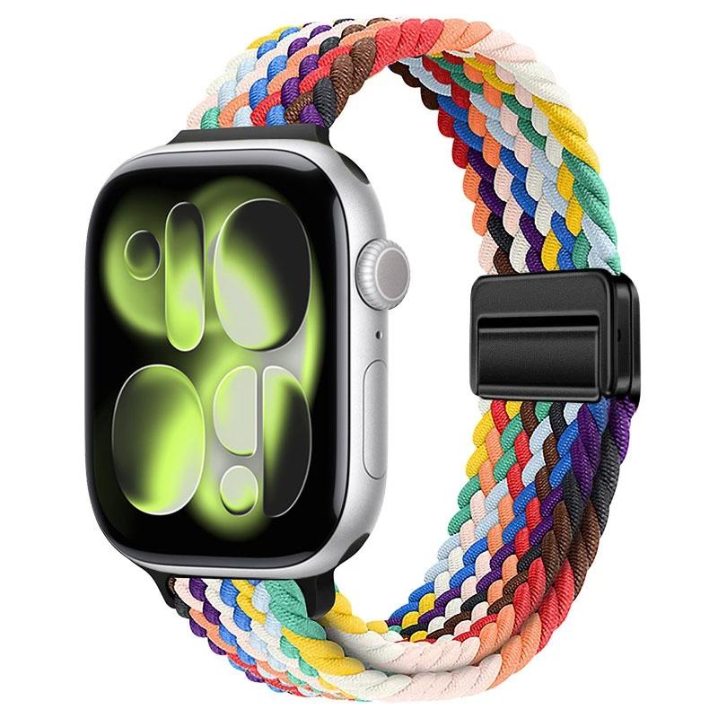 Cinturino intrecciato in nylon per Apple Watch Ultra 3 49mm 11 10 46mm 42mm Braccialetto con fibbia magnetica IWatch 9 8 7 41/45mm 6 5 4 SE 44/40mm