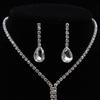 Korean Fashion Rhinestone Crystal Water Drop Bridal Necklace & Earring Set