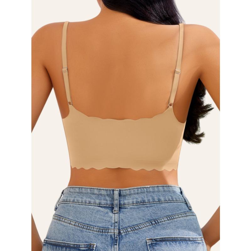 Damen Nude Nahtloses kabelloses Push-Up-Bralette mit Zackensaum