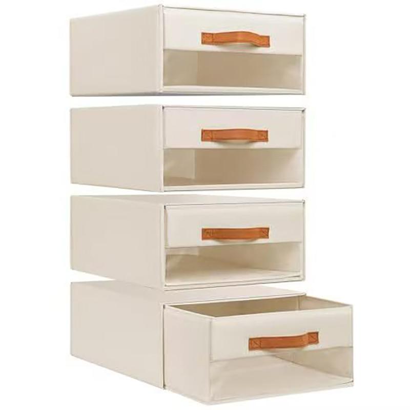 1pc Foldable Storage Drawer Stackable Wardrobe Organizer Bedding Storage Box with Handle Clothing