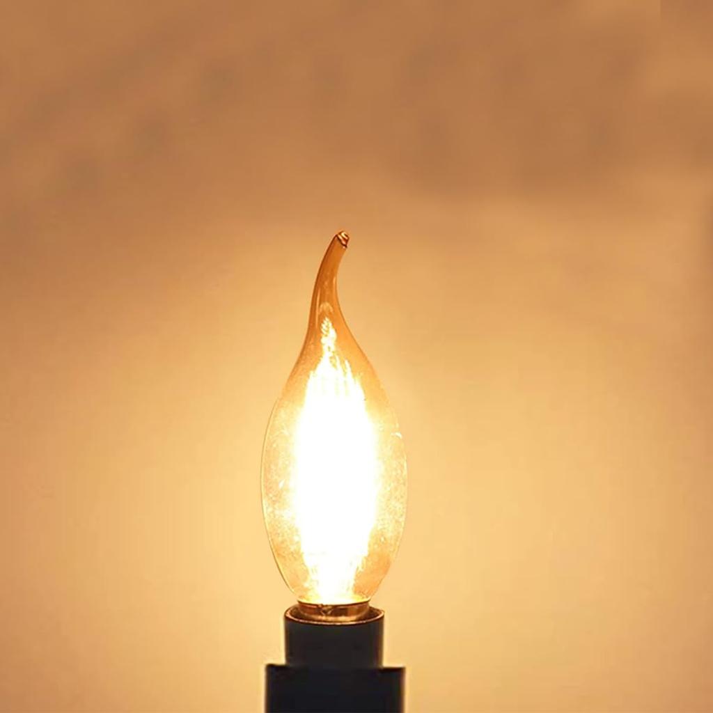 Zohadtak Chandelier Bulbs, 40W Equivalent, 480lm, E17 Base, 4W, Vintage Style, Brown Glass, Not Dimmable, 2700K Warm White, PSE Certified, Flame