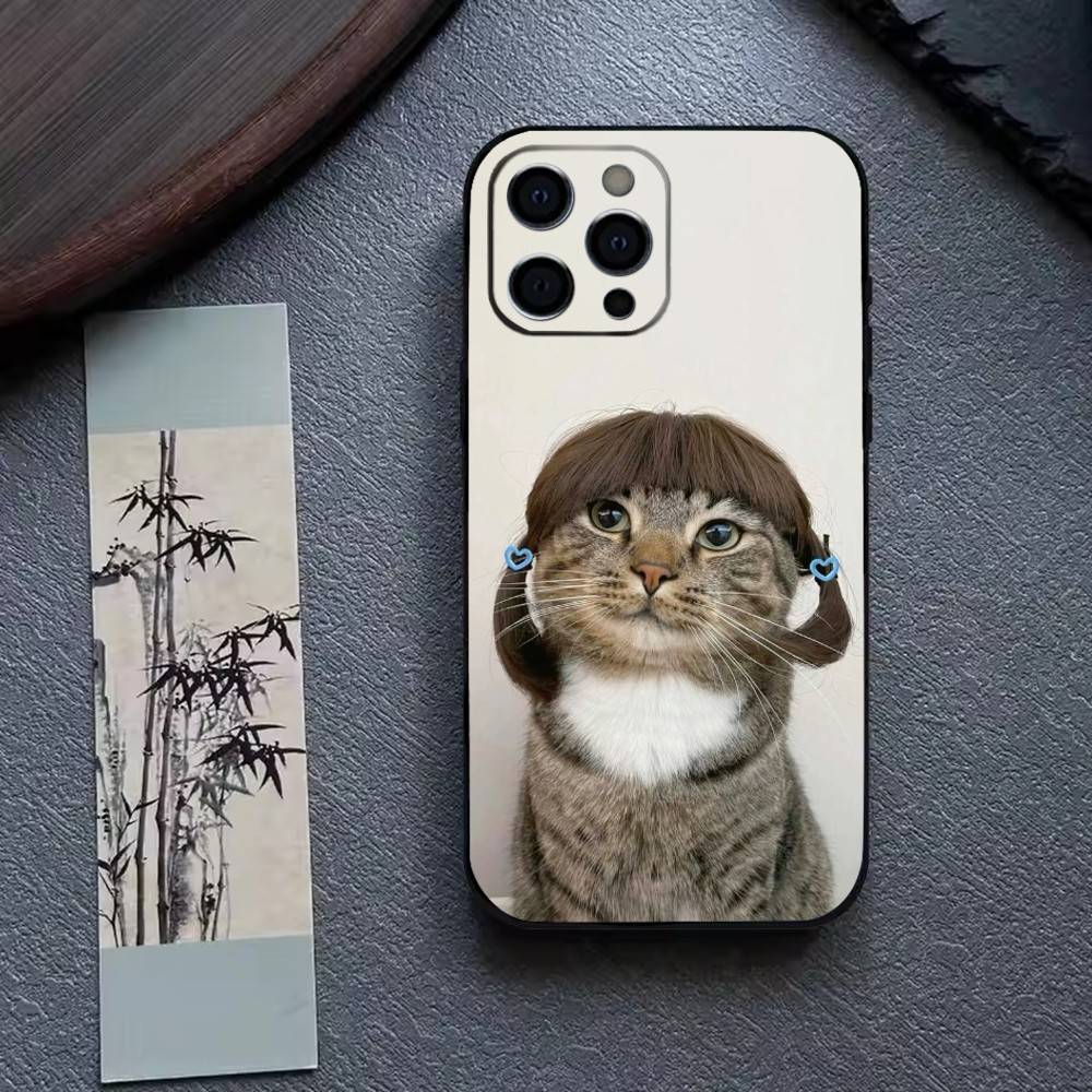 Funny C-Cute Cat Phone Case For iPhone 17, 16,15,14,13,12,11 Plus,Pro Max, Others Soft Black Cover