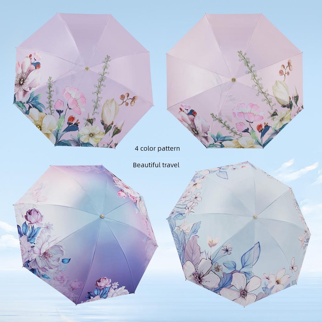 Baolizi Purple Sun Protection Umbrella Double-Layer Vinyl Rain Or Shine Dual-Use Women Manual Folding Umbrella 50% off Portable Umbrella