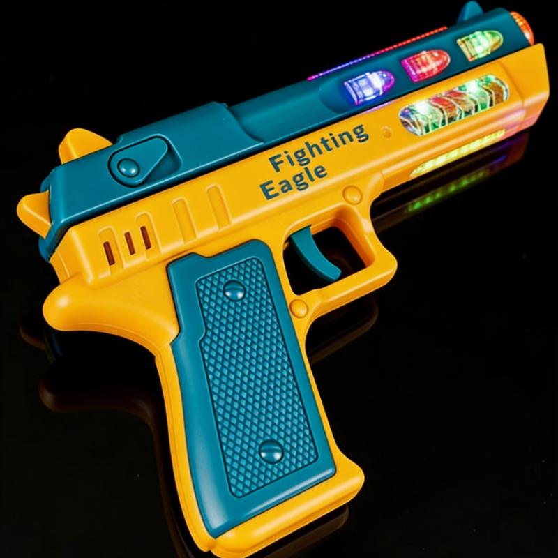Electric Light Up Pistol Toy Hand Gun Toys with Dazzling LEDs Light Fighting Sound Unique Telescopic Action Pistol for Gift