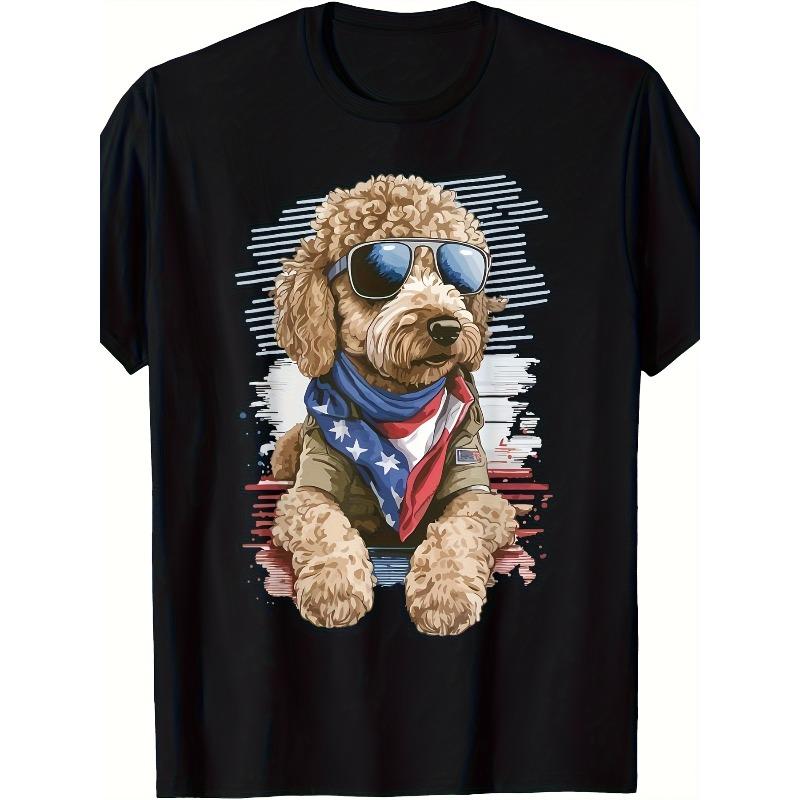 

European sizes Goldendoodle 4th of July T-Shirt for Men & Women - Golden Doodle Dog Apparel, Unisex Casual & 4th of July Party Outfit 4XL чорний