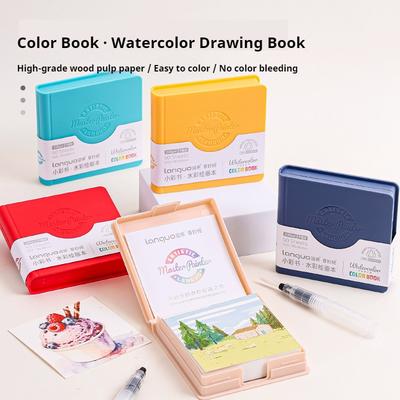 LANGUO 100% Holzzellstoff Aquarellpapier 8cm 50 Blatt 230g Skizzen Malbuch Postkartenbox Zum Malen Schüler Schulbedarf