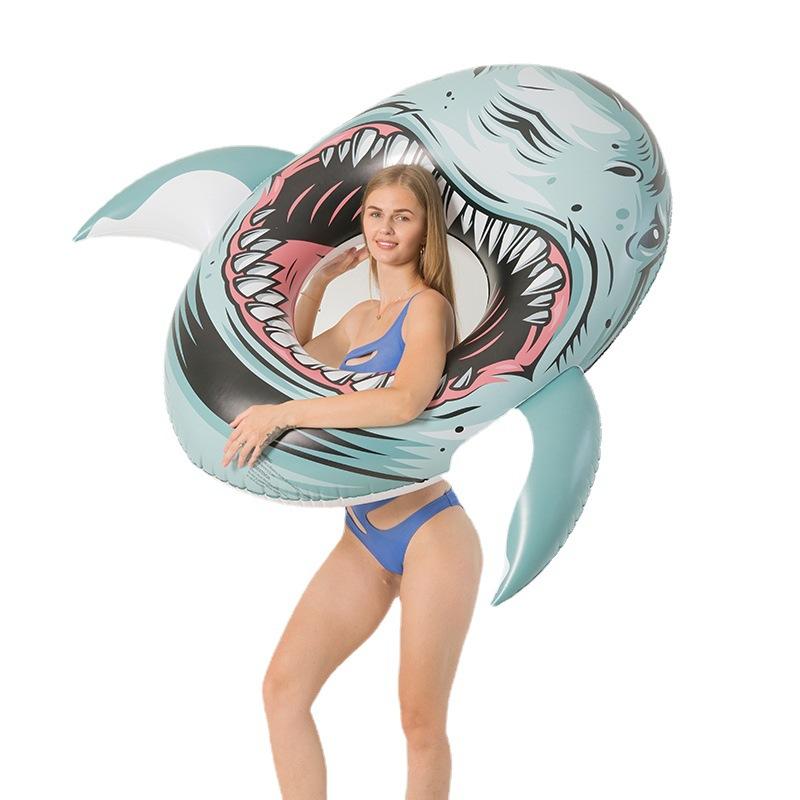 Bouée de natation en forme de requin, impression 3D réaliste, pour adulte, en PVC épais, tête d'épaulard, grande taille
