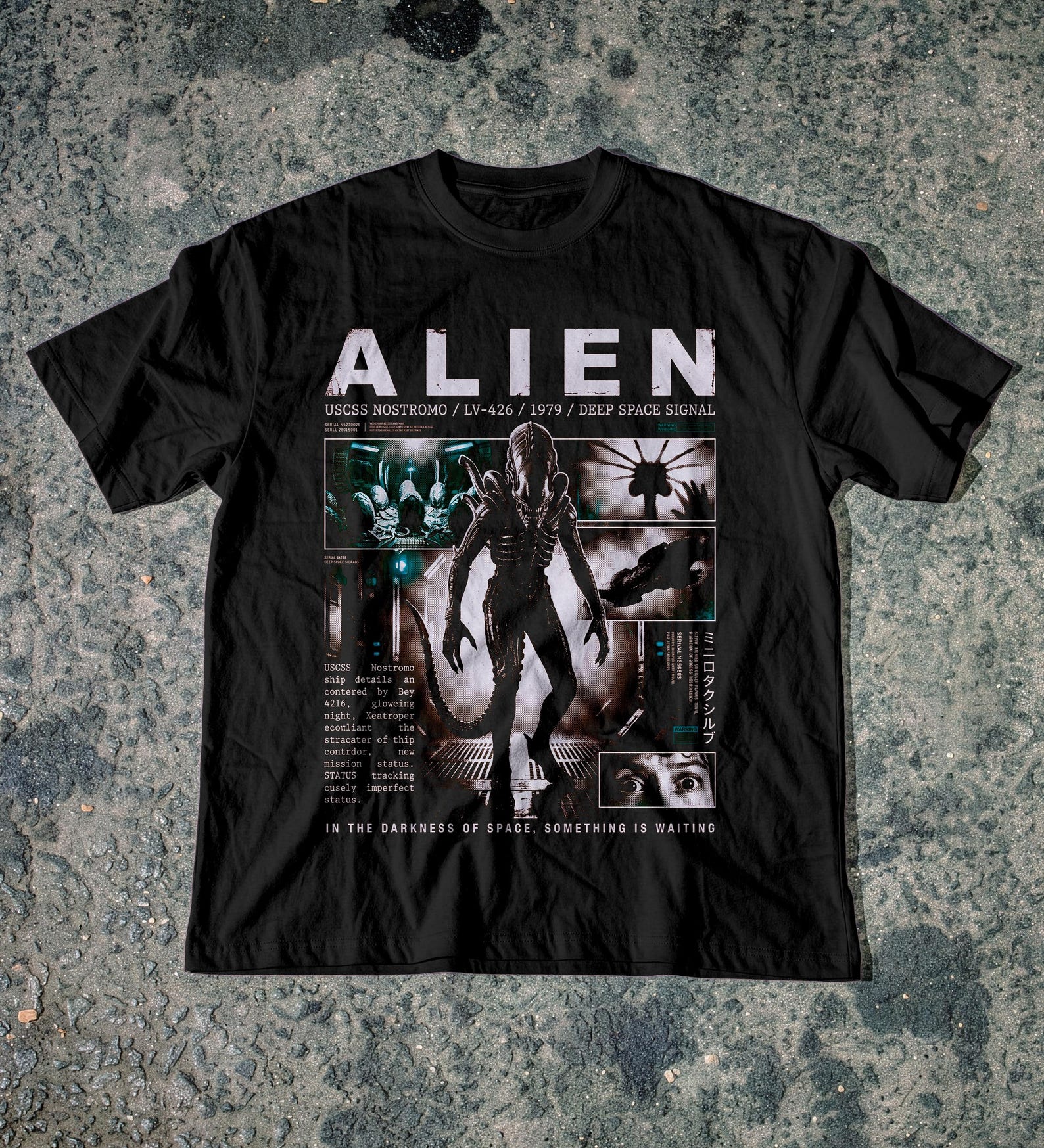 Alien 1979 Horror Shirt, Nostromo Xenomorph Graphic Tee, Sci-Fi Space Horror Comfort Colors T-Shirt M