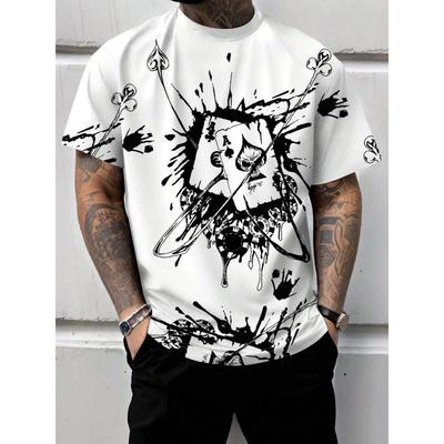 2025 3D Poker Printing Men's Fitness T-shirt Urban Fashion Men's Short-sleeved Top Summer Daily Casual Men's Short-sleeved Top