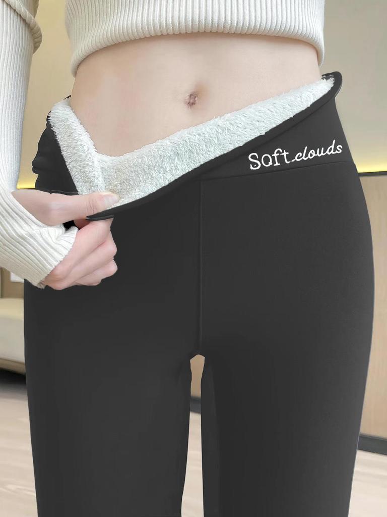 Temu Hot Selling Large Size Autumn/Winter Lambswool Warm Thick Elastic Fleece Lined Pants