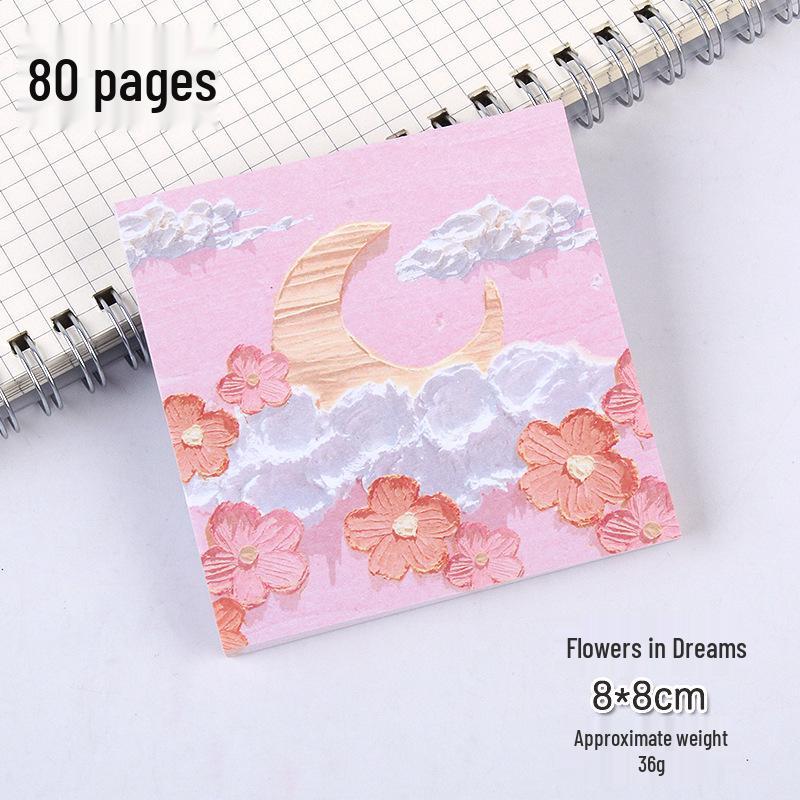 High-Value Ins-Style Oil Painting Sticky Notes, Attachable Message Cards for University/High School, Cute Sticky Notes