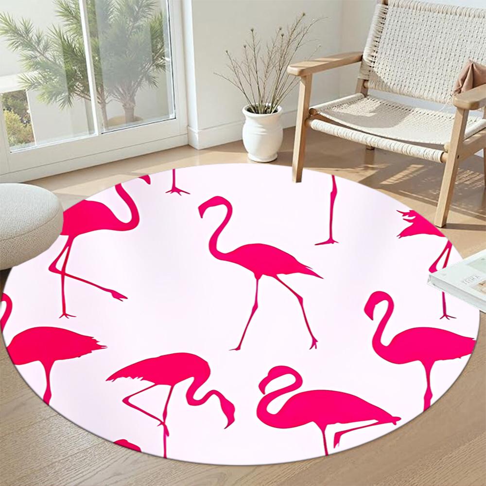 Flamingo Round Floor Rug Perfect for Dormitory Study Room Game Room Bedrooms Anti-slip Round Rug Decorate Offices Gift for Festivals