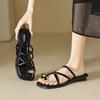 Augustine slippers women 2025 new summer wear fashion French fairy style white low-heeled toe sandals