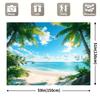 2D Flat Banner 2D Flat Banner 1 Piece Large Tropical Beach Background - Turquoise Sea  Palm Trees and White