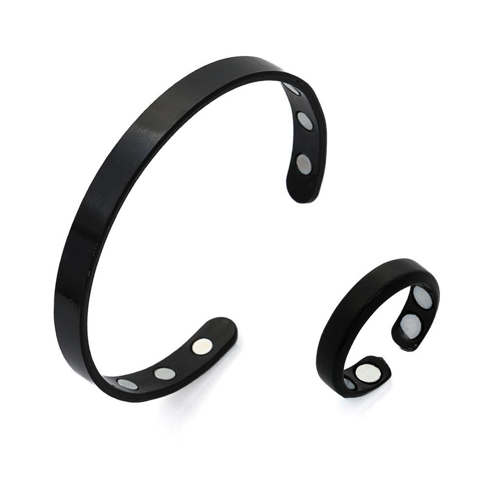 Magnetic Ancient Red Copper Brushed Opening Adjustable Bracelet Ring Spot Quick Delivery