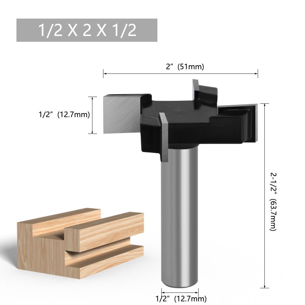 8/12/12.7 Shank 4-Flute T-Slot Bottom Cleaning Woodworking Milling Cutter Head