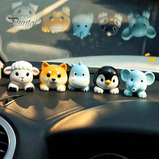 Cute Car Accessories Pet Air Vent Clip, Elephant/Dog/Lamb/Hippo/Penguin Dashboard Small Ornaments Trim Resin Freshener Diffuser for Auto Interior