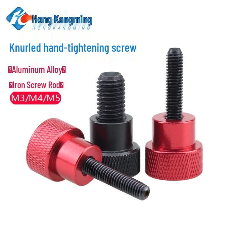 M3M4 Aluminum Alloy Hand-Tightening Flat Head Knurled Adjustment Screw Bolt