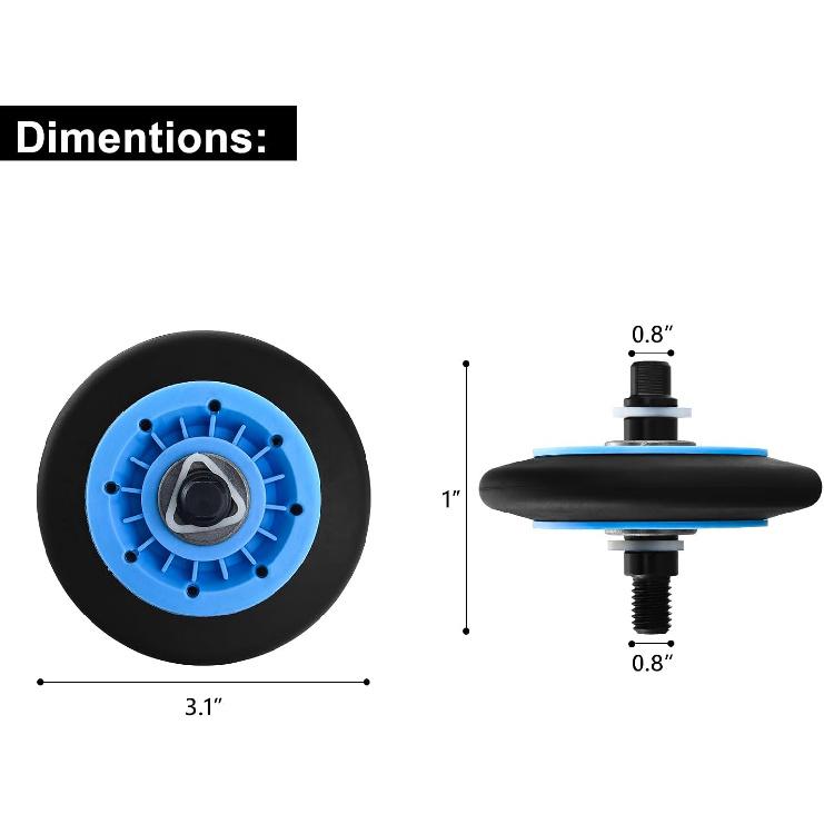 DC97-16782A Dryer Roller kit for Samsung DV45H7000EW/A2 DV42H5200EP/A3 DV48H7400EW/A2 DV45H7000EW/A2 DV42H5000EW/A3, Replace DC97-16782C DC97-16782D