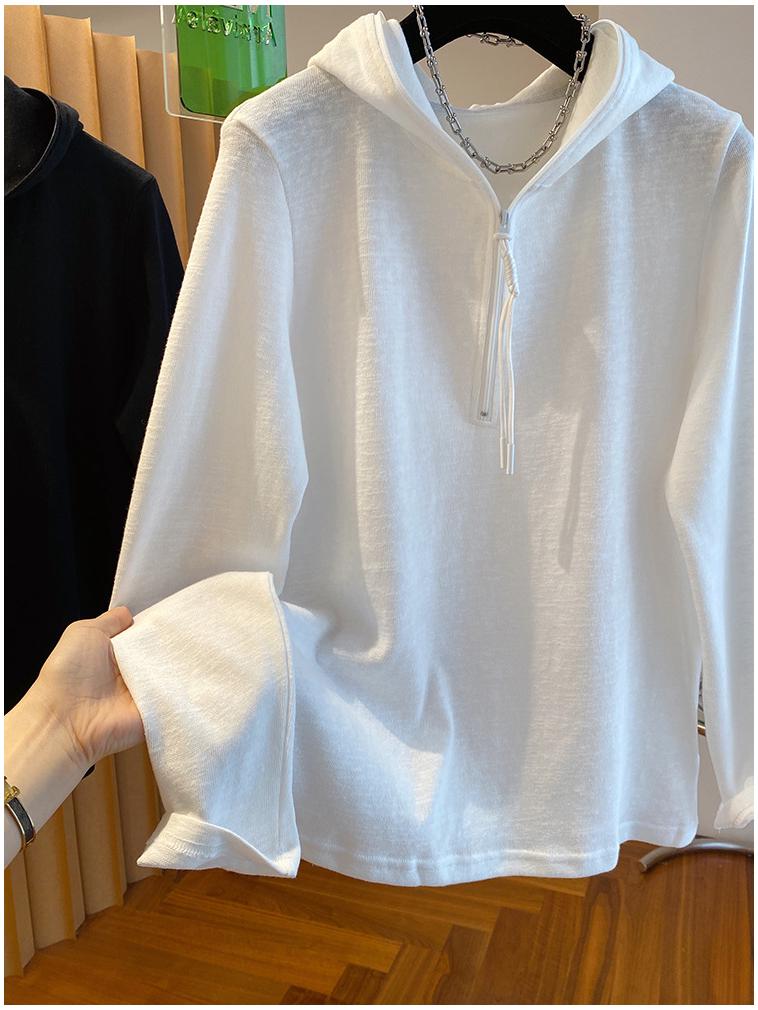 Autumn/Winter Women's Half-Zip Hooded Long-Sleeve Casual Top