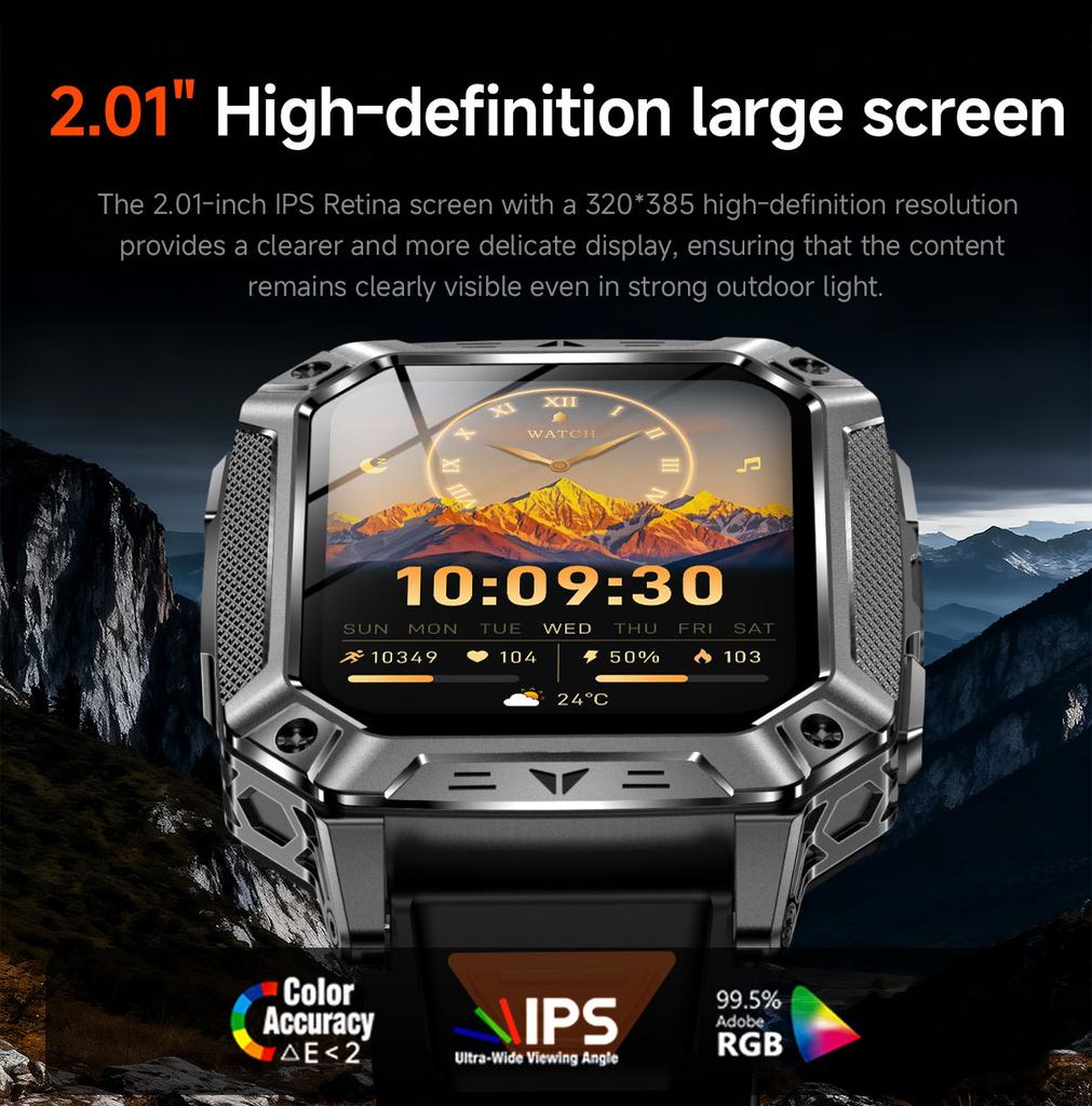 2026 Upgraded Men 1400mAh Battery Capacity GPS Heart Rate Flashlight BT Call 10ATM Waterproof AMOLED HD New Smart Watch Smartwatches