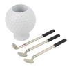 Golf Ball Shaped Pen Holder Decorative Desktop Pen Organizer Container for Office Home Study Rooms White