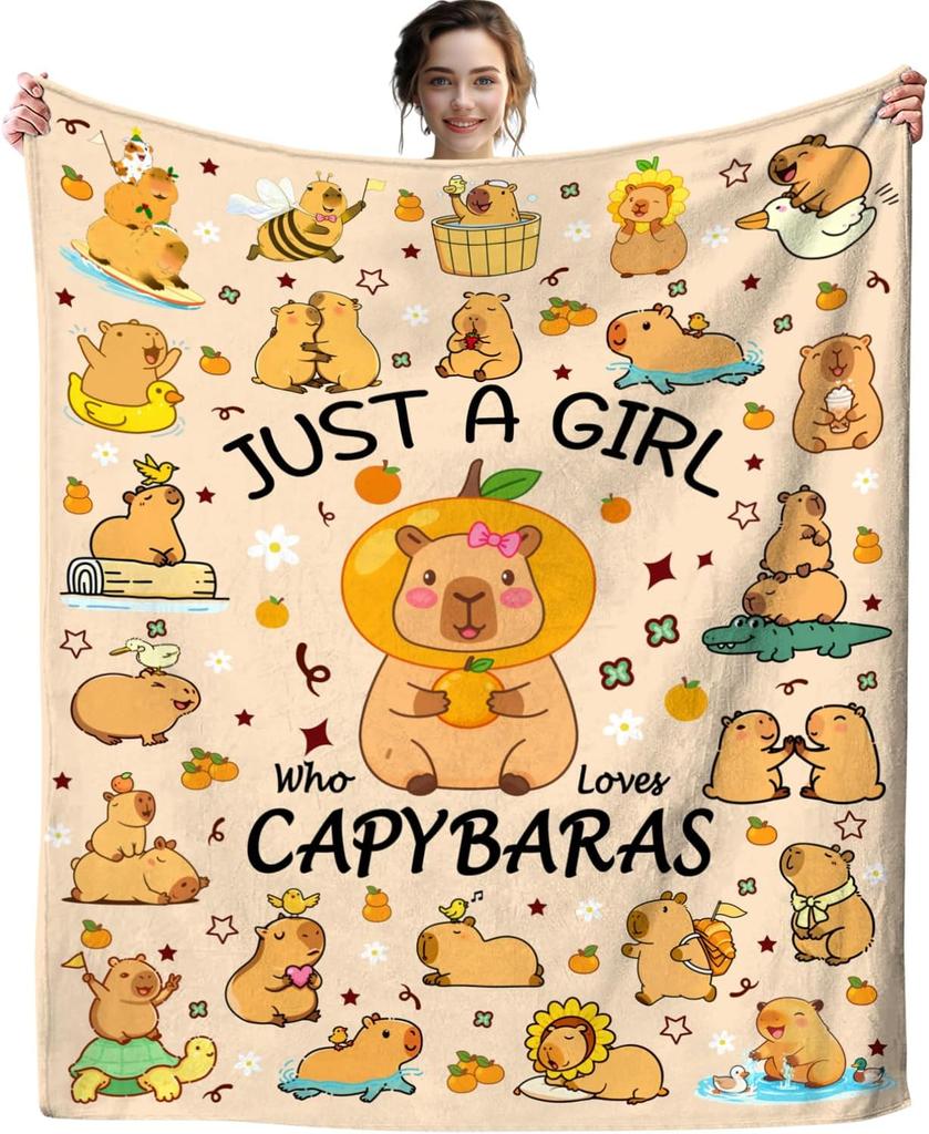 Soft Capybara-Themed Flannel Throw Blanket – Cozy Decor for Women, Girls, Kids & Adults Who Love Capybaras