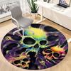 1PC Skulls Flames Office Round Area Rug, Mat Suitable For Office, Under Office Chairs Bedroom Living Room Home Decor, Room Deco
