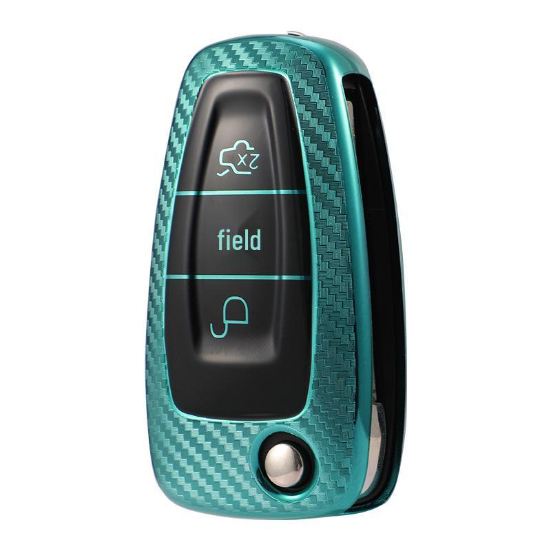 Carbon Fiber Key Case Cover for Ford Kuga 12-17, New Focus, Yibo, Fiesta, Mondeo