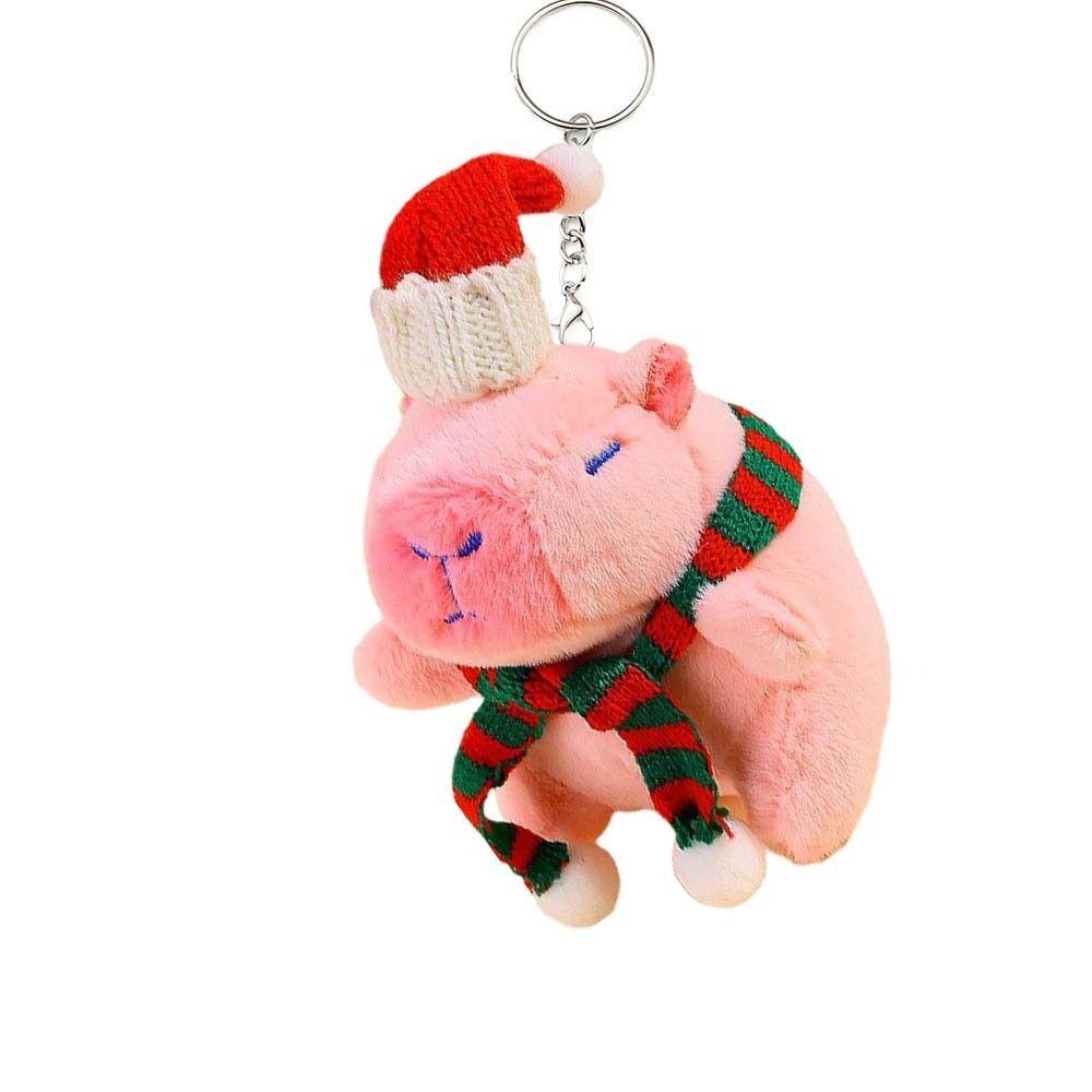 Cross Dressing Scarf Capybara Keychain PP Cotton Plush Animal Key Ring  Ornaments