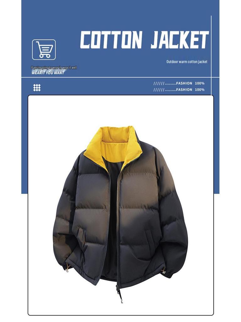 2025 Winter Unisex Trendy Color Block Stand Collar Puffer Jacket for Teens & Couples