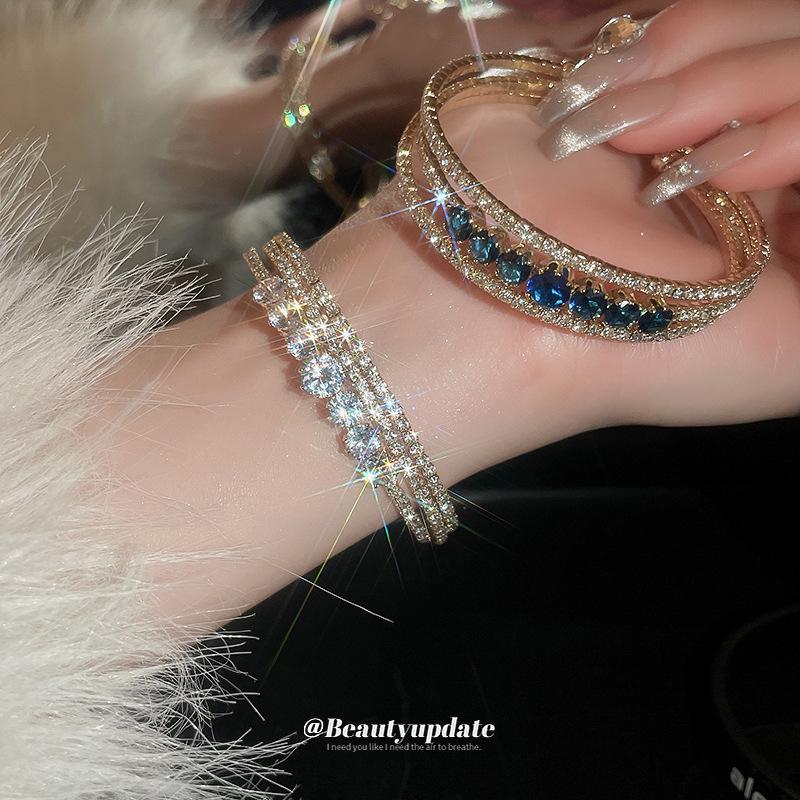 Elegant Geometric Zircon Bracelet: Multi-layered, Chic, and High-end