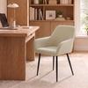 Dining Chairs, Set of 2, Corduroy Upholstered, Armrests, Backrest, Cream
