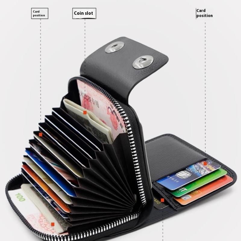 High-Quality Pu Leather Men'S Short Wallet Multi Slot Zipper Purse Portable Large Capacity Card Bag