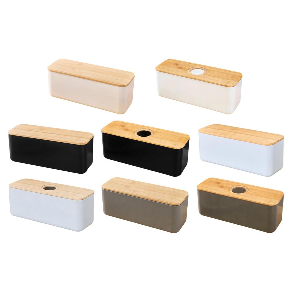 Rectangular Bread Box with Wooden Lid Multipurpose Storage Container Organizer for Kitchen Countertop Fresh Baked Goods