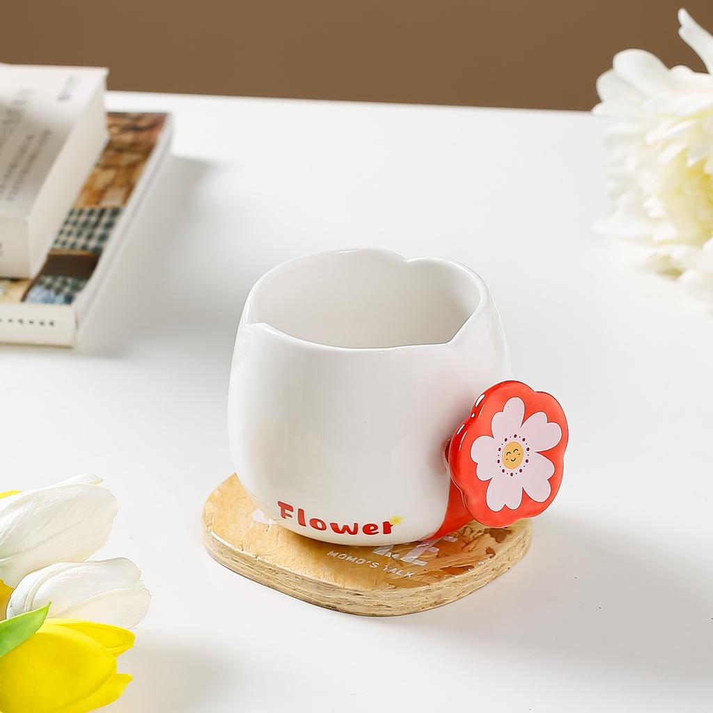 Kreative Süße Blumen Kaffeetasse Porzellan Kinderwasserbecher Cartoon Keramikbecher Geschenk Tischdekoration Zarte Tassen