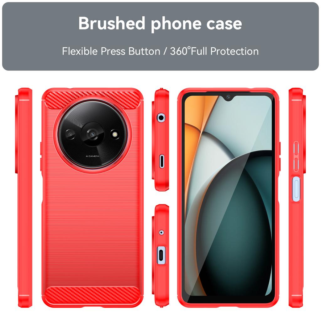 For Xiaomi Redmi A3 4G/Poco C61 4G TPU Case Brushed Carbon Fiber Texture Phone Cover