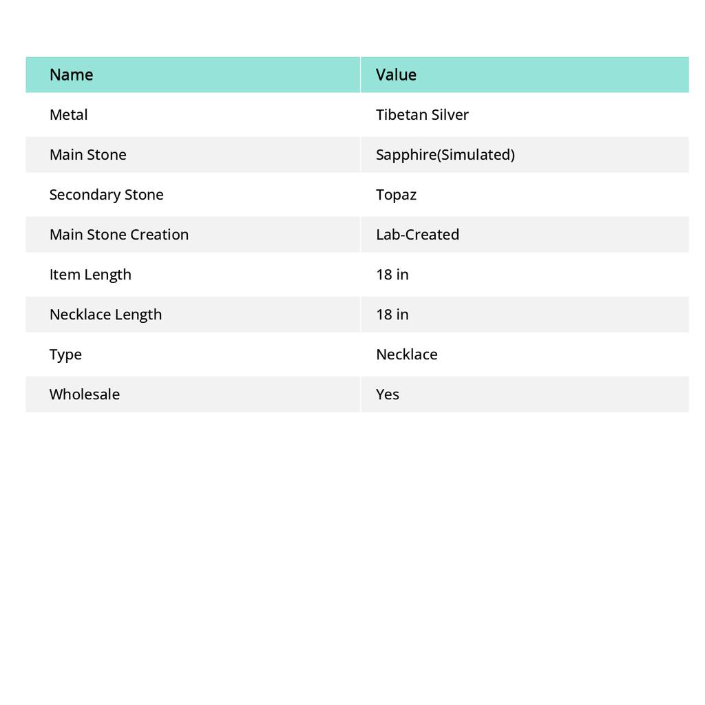 Sapphire(Simulated)  Topaz Gemstone Christmas Gift Jewelry Necklace 18"