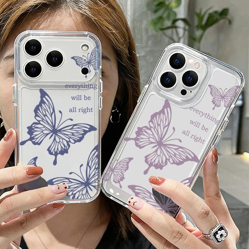 Sketching Butterfly Pattern Case For iPhone 17 Pro Max Coque iPhone 16 15 14 13 12 Pro Max 11 Clear TPU Silicone Soft Cover