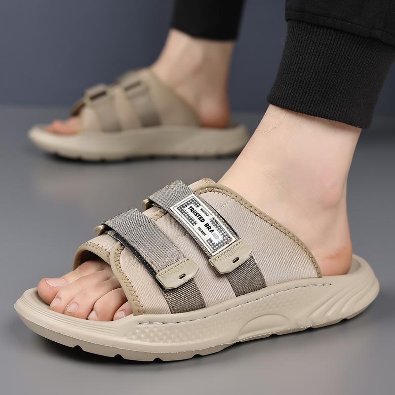 Fashion Thick Bottom Male Breathable Slippers Outdoor Men Sports Slippers Summer Handmade Men's Casual Shoes Beach Mens Slip On Shoes