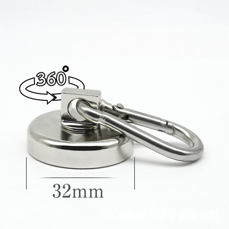 Neodymium Magnetic Carabiner Hook - Stainless Steel Rotating, Non-Punching Design for Outdoor Use