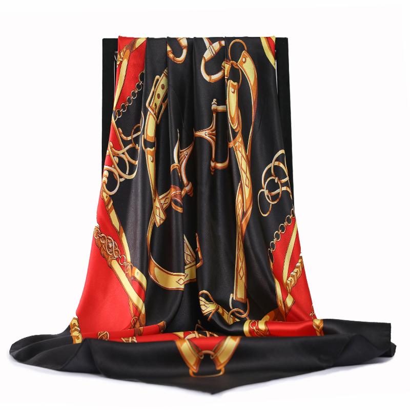 

90X90СМ Квадратные Женские Шарфы Шелк Офисные Леди Волосы Шея Бандана Повязка на Голову Фуляр Головной платок Мусульманский Хиджаб Женский Муфтий 90X90cm