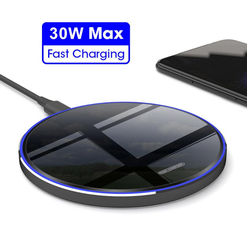 30W Qi Fast Wireless Charger Charging Pad For iPhone 11 X XS Max XR 8 Plus Induction Qi Fast Charging Pad for Samsung S20 Xiaomi