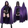 Women's Anime Cosplay Costume Cape Jumpsuit Dark-style With Purple Hooded Cloak Ruby-embellished Belt Bodysuit Halloween Costume