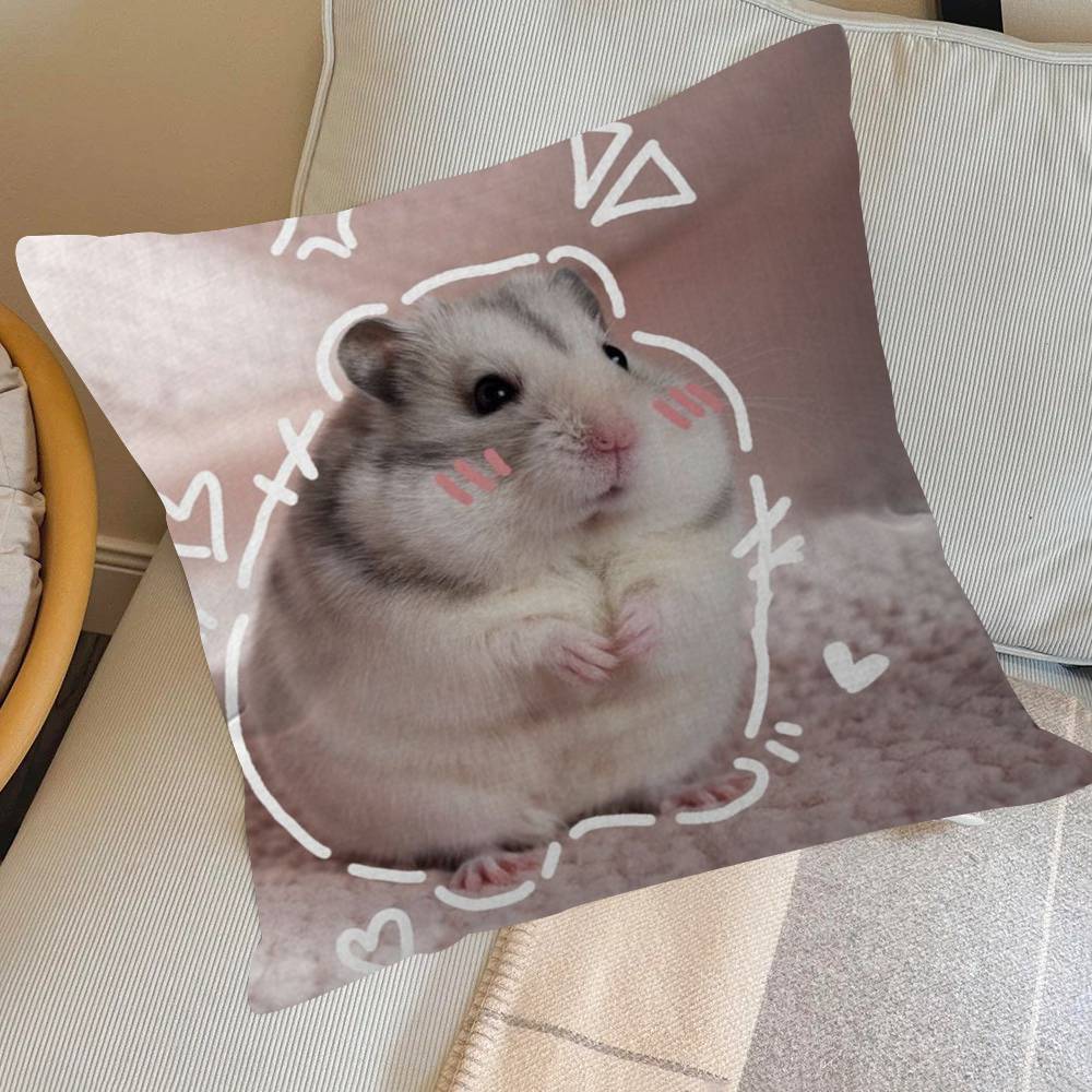 Funny Sad Hamster Emoticon   Pillow Cover for Bedroom Room and Living Room Sofa Decorative Cushion Cover