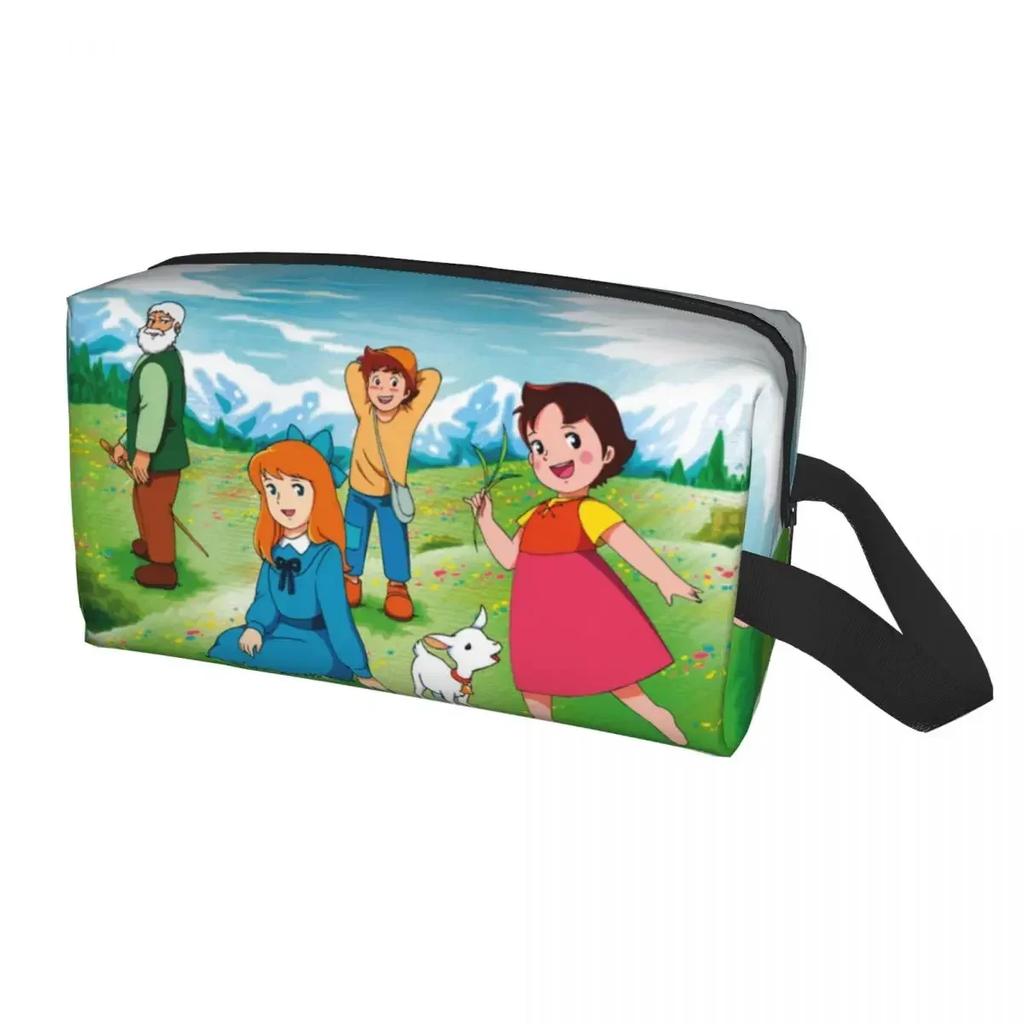 Heidi Peter And Grandpa Family Travel Cosmetic Bag Alps Mountain Anime Makeup Toiletry Organizer Ladies Beauty Storage Dopp Kit