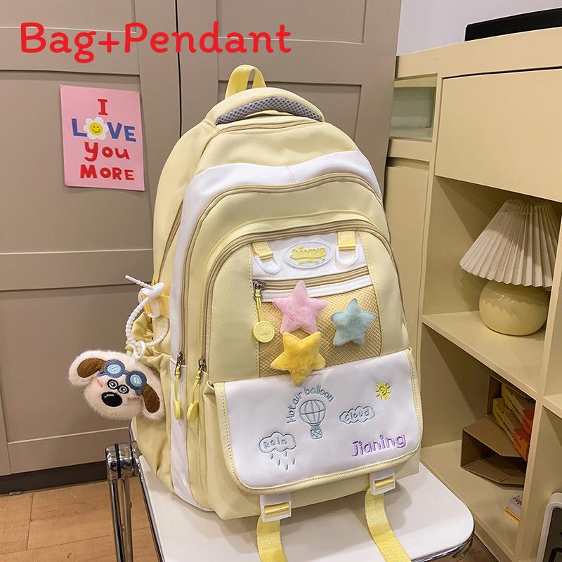 Youthful Nylon Student Backpack With Embroidered Design For School Use