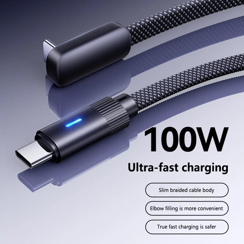 Phone Cable 91°Single-Bend Dual Type-C Fast-Charging Data Cable With Flat Design Compatible With Apple Iphone 17 Huawei Androd