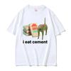 I Eat Cement Cursed Cat Funny Meme T Shirt Men Women's Fashion Humor Short Sleeve T Shirts Male High Quality Cotton T-shirt Tops
