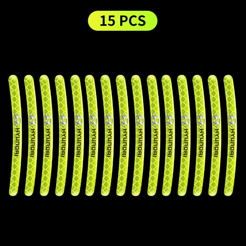Car Wheel Hub Reflective Stickers Tire Rim Luminous Accessories For Hyundai Tucson Solaris I30 Creta Ix35 I40 Veloster Santafe